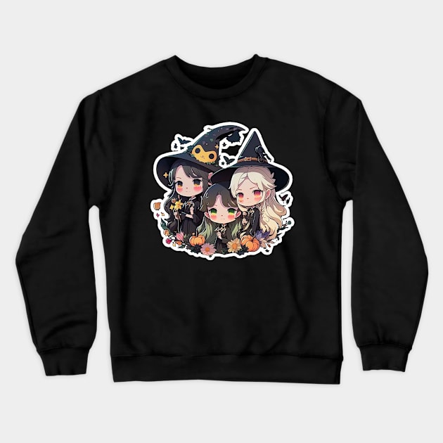 Three Cute Witches Friends Trio Crewneck Sweatshirt by Fiery Shirt